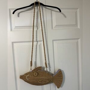 Kimchi Blue Fish Woven Straw Baguette Bag